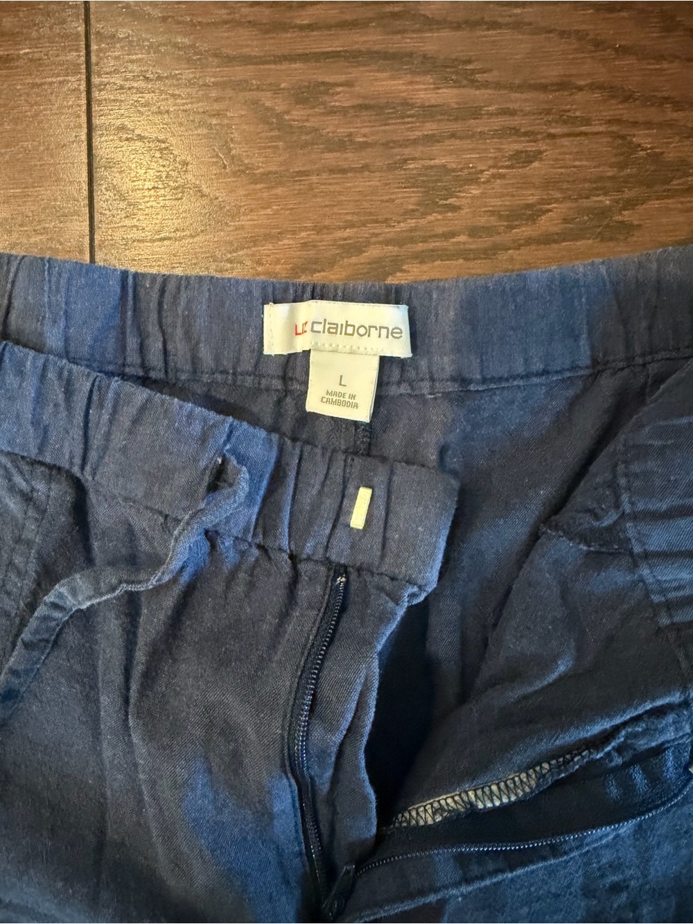 Liz Claiborne Women’s Navy Linen Pants, Size L - Picture 2 of 6